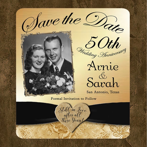 Save the Date Card - 50th Anniversary Gold Save the Date Card, Save the Date, 50th Save the Date, 50th Golden Anniversary Save the Date Card