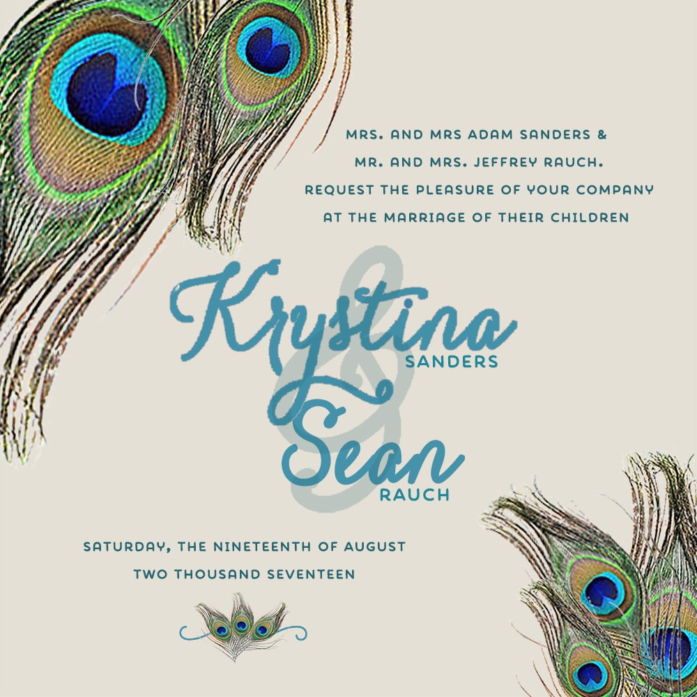 Invitation Peacock Wedding Invitations Floral Wedding | Etsy