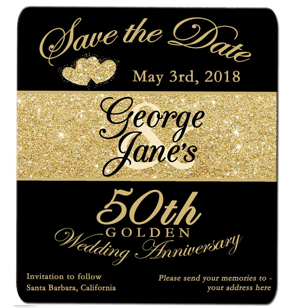 Save The Date Card 50th Anniversary Gold Save The Date Card Etsy