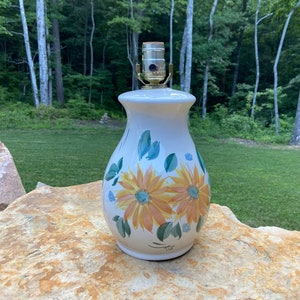 Vintage Hand Painted Floral Ceramic Lamp: Cottagecore Decor