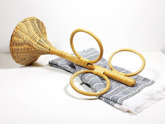 Vintage Wicker Hand Tea Towel Holder Countertop Towel Rack Etsy