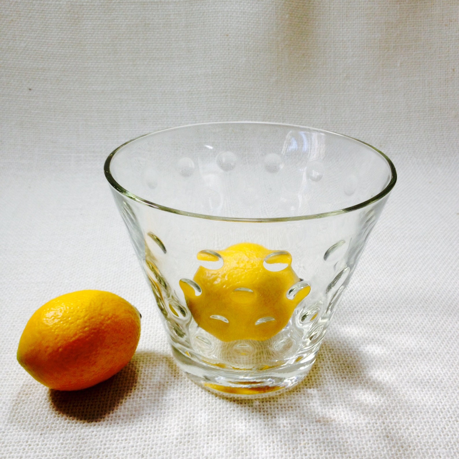 Vintage Glass Ice Bucket Small Ice Bucket Round Dot Pattern Etsy