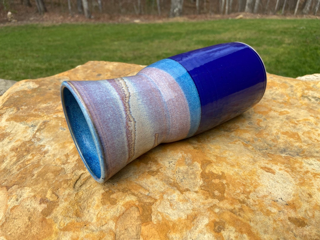 Vintage Cobalt Blue Studio Pottery Vase: Signed Bohemian Decanter - Etsy