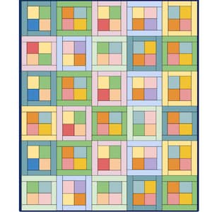 Jelly Cakes Quilt Pattern - PDF file - Instant Download - uses 10&quot; squares, 5&quot; squares and 2.5&quot; strips - precut friendly
