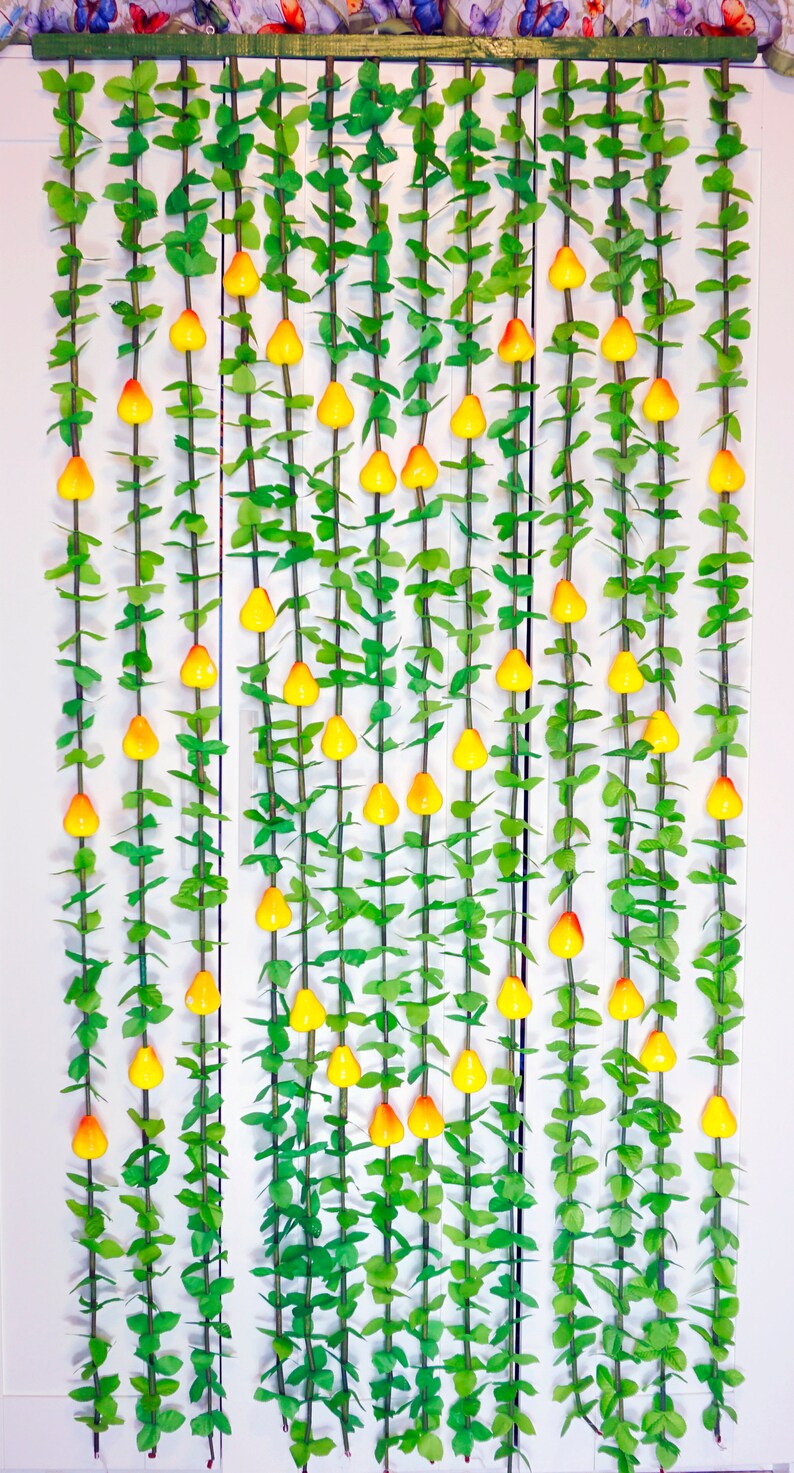 Fruit Curtain Yellow Pear Plastic Door Handmade Retro Kitchen Living Room Home Living Doorway Hanging Wall Decor Decoration Outdoor Indoor