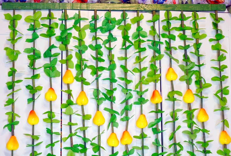 Fruit Curtain Yellow Pear Plastic Door Handmade Retro Kitchen Living Room Home Living Doorway Hanging Wall Decor Decoration Outdoor Indoor