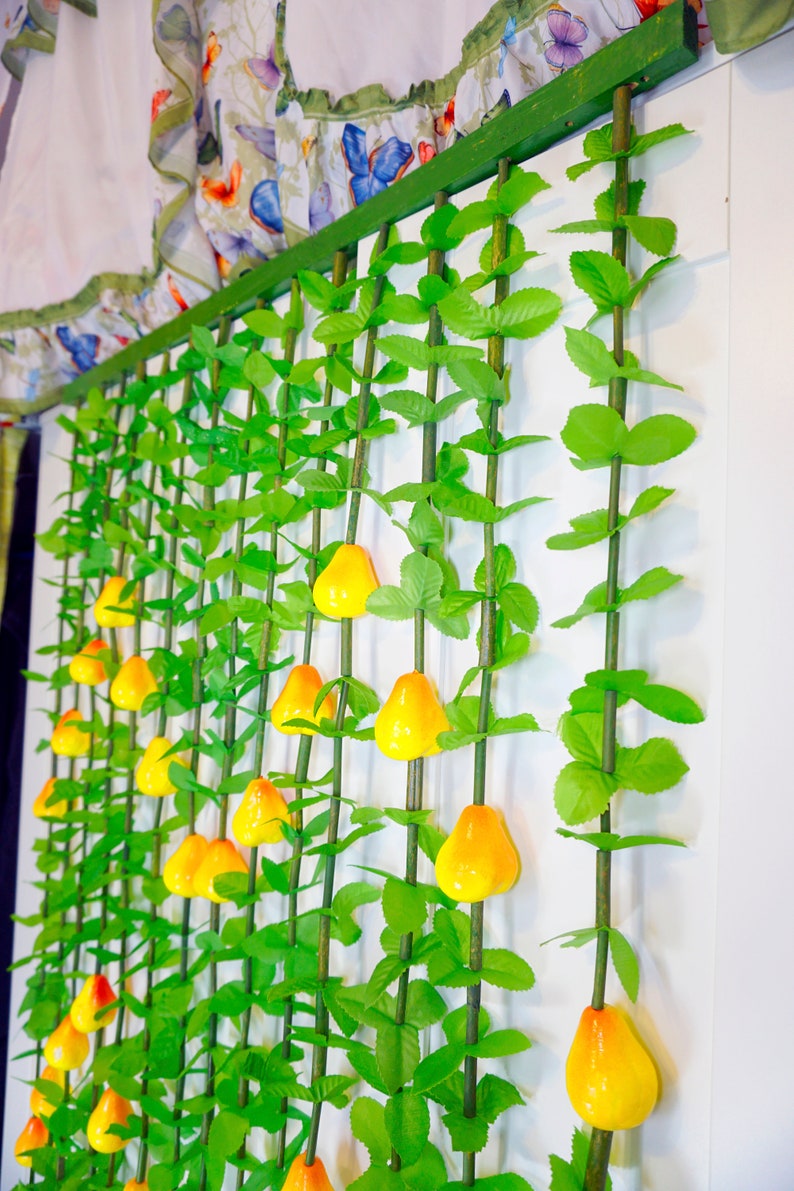 Fruit Curtain Yellow Pear Plastic Door Handmade Retro Kitchen Living Room Home Living Doorway Hanging Wall Decor Decoration Outdoor Indoor