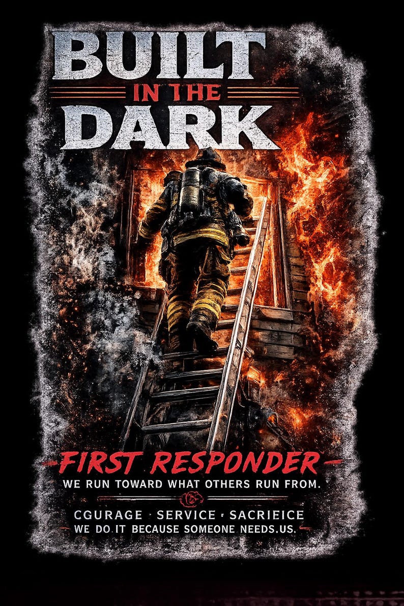 Built In The Dark First Responder Sweatshirt, Firefighter Crewneck, First Responder Gift, Firefighter Apparel, Hero Sweatshirt image 5