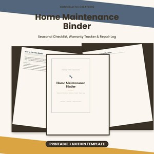 Pärm för hemunderhåll – Säsongschecklista, garantispårare, reparationslogg (utskrivbar + notering) bild 1