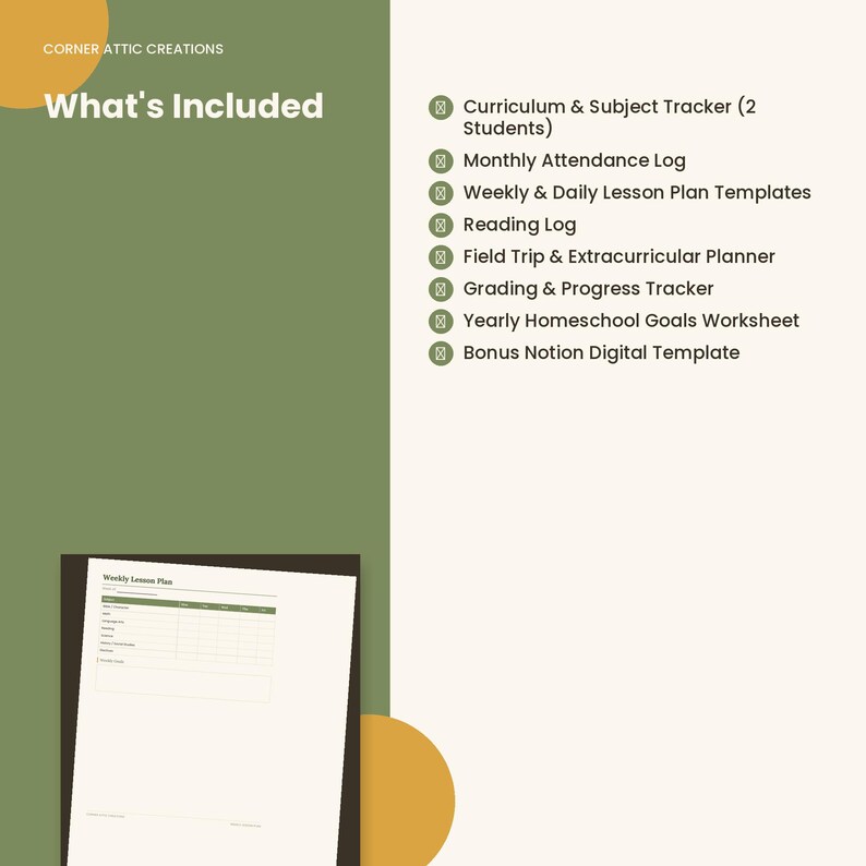 Planificador imprimible para la educación en casa, registro de asistencia y seguimiento del currículo (descarga digital + plantilla de Notion) imagen 2