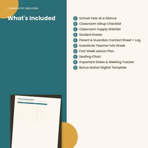Lärarens återgångsplanerare, klassrumsinredning, schema, kontaktuppgifter (PDF + Notion) bild 2