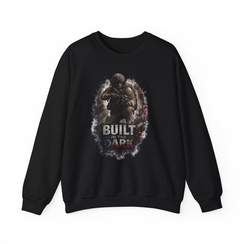 Built In The Dark Veteran Sweatshirt, Veteran Gift for Men, Military Crewneck, Patriotic Sweatshirt, Army Navy Marine Veteran image 2