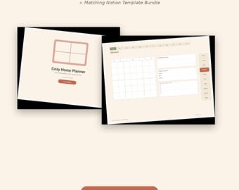 Cozy Home Planner Bundle | Digital Planner + Notion Template + FREE Bonus Recipe Cards | Printable, Management Planner Cleaning Checklist.