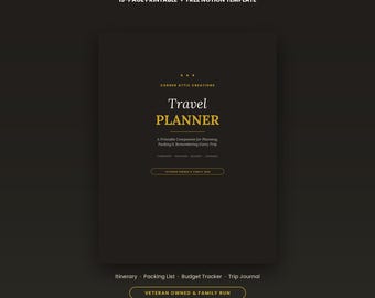 Printbare reisplanner - Reisroute, paklijst en budgettracker - Vakantieplanningsdagboek - Inclusief Notion-sjabloon.