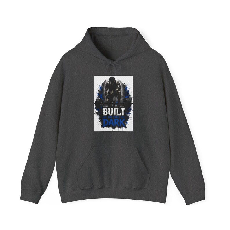 Built In The Dark Athlete Hoodie, Gym Motivation Hoodie, Workout Hoodie, Fitness Apparel, Weightlifting Tee, Bodybuilding Gift image 2