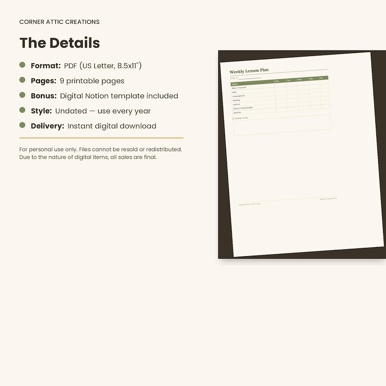 Planificador imprimible para la educación en casa, registro de asistencia y seguimiento del currículo (descarga digital + plantilla de Notion) imagen 5