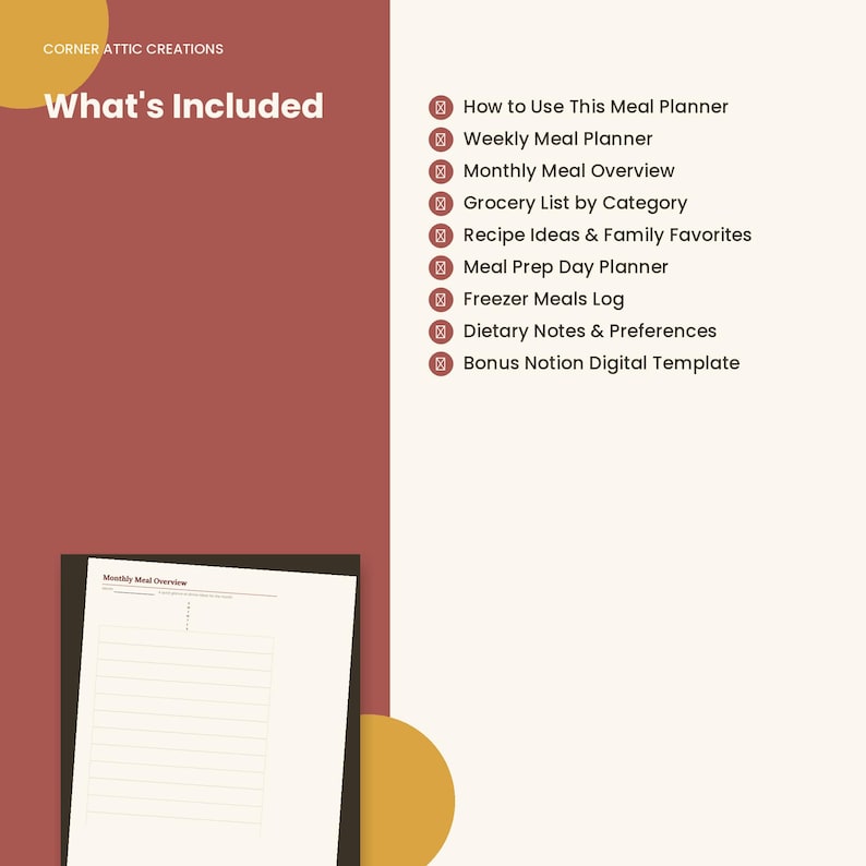 Weekly Meal Planner Printable – Menu, Grocery List, Meal Prep (Notion Template) image 2
