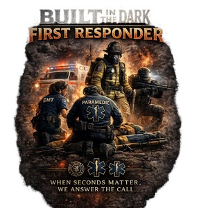 Camiseta Built In The Dark para socorristas, regalo para técnicos de emergencias médicas, camiseta para paramédicos, ropa para socorristas, camiseta de servicios de emergencia, camiseta motivacional imagen 4