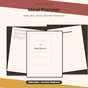 Weekly Meal Planner Printable – Menu, Grocery List, Meal Prep (Notion Template) image 1