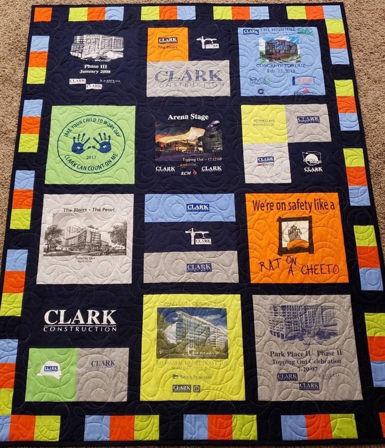 Traditional Square T-shirt Quilt With Colorblock Border. - Etsy