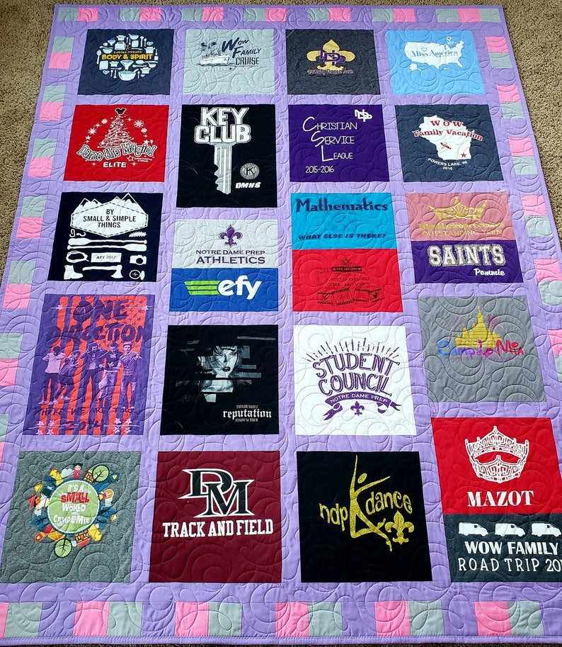 Tshirt quilt. Keepsake t-shirt quilt made from tee shirts. | Etsy