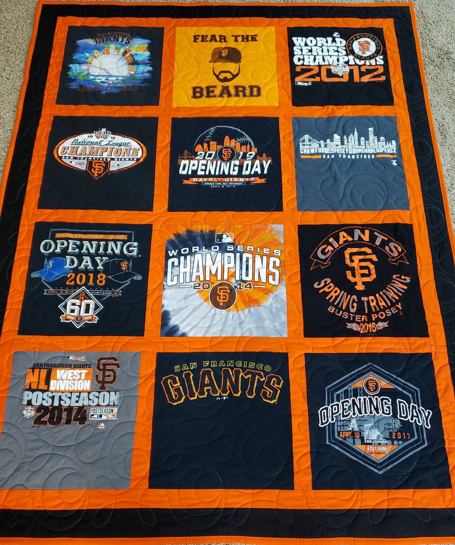 Custom tshirt quilts made from tees. Memory T shirt quilts. Etsy
