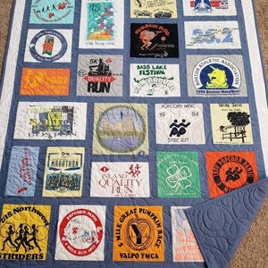 Mosaic T-shirt Quilt W/fabric in Between the T-shirt Squares. DEPOSIT ...