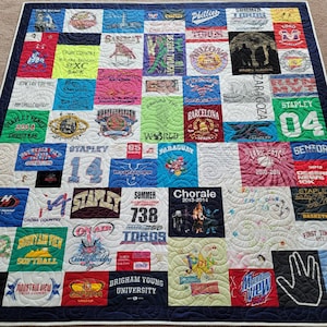 Mosaic T-shirt Quilt With Outer Border Around the Quilt. DEPOSIT ONLY ...