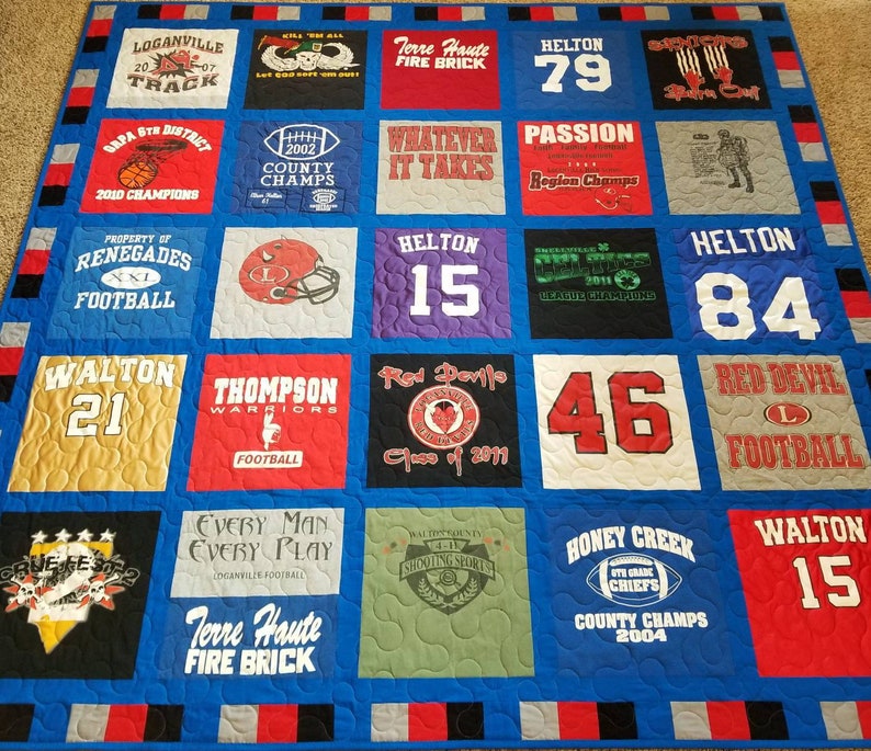 Tshirt quilt. Memory keepsake t-shirt quilts made from tee | Etsy