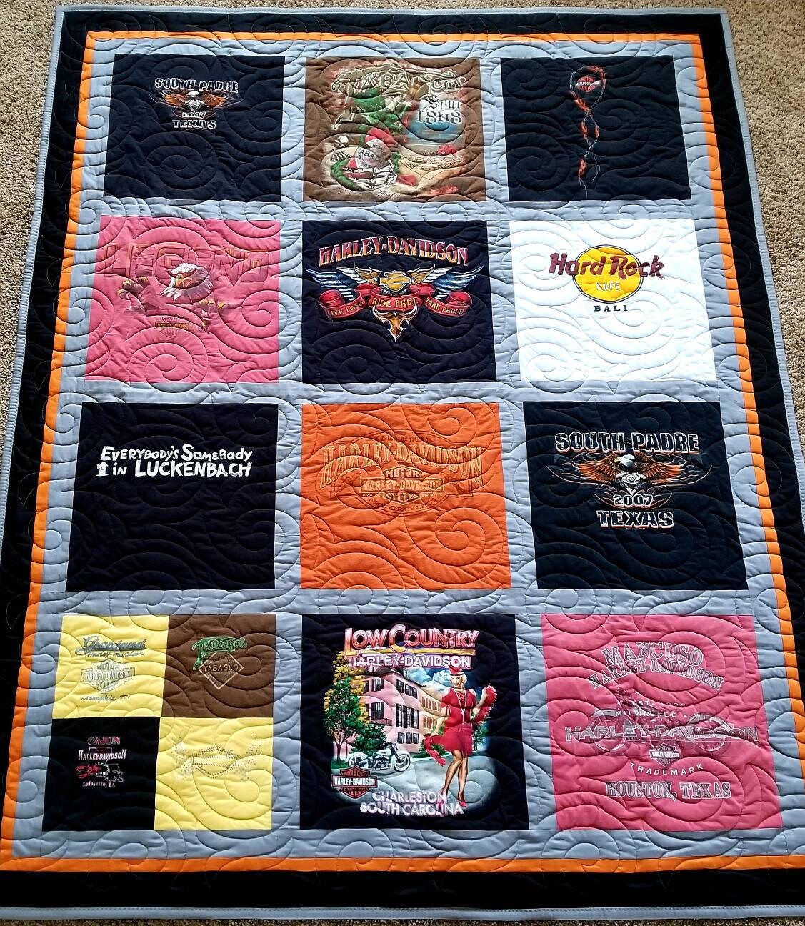 Harley Davidson tshirt quilts. Tshirt quilt. Memory tee shirt Etsy