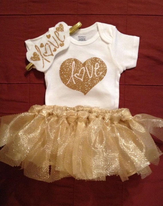 Items similar to Love Gold Glitter Heart Onesie Photo Prop Love Hair