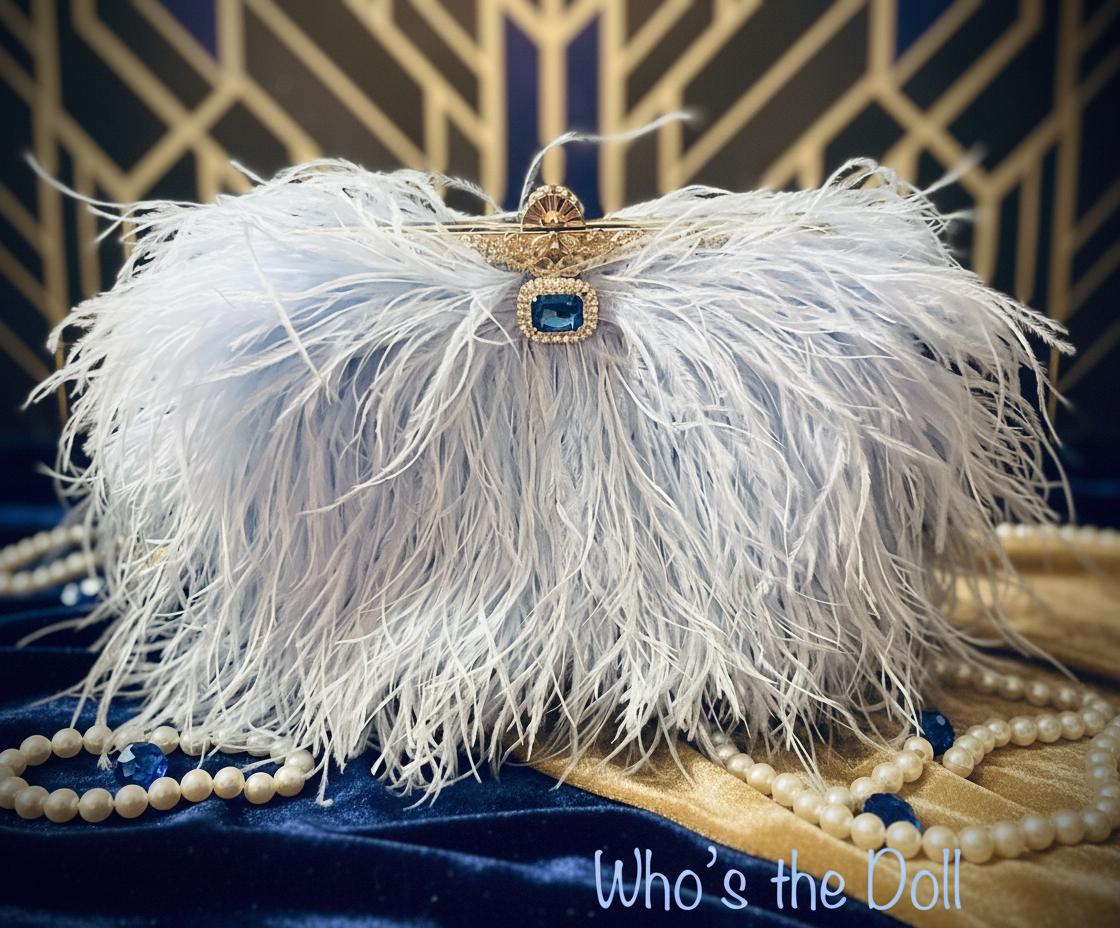 Light Blue Ostrich Feather Handbag: Art Deco Gatsby Clutch - Etsy