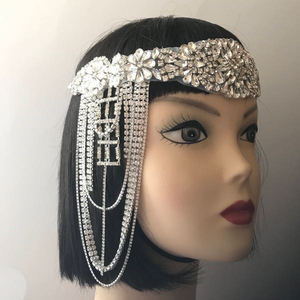 1920s Gatsby headpiece/Flapper headpiece/Art Deco headpiece/Wedding  headpiece/Rhinestone headpiece/hair jewelry/hair accessories/Beth