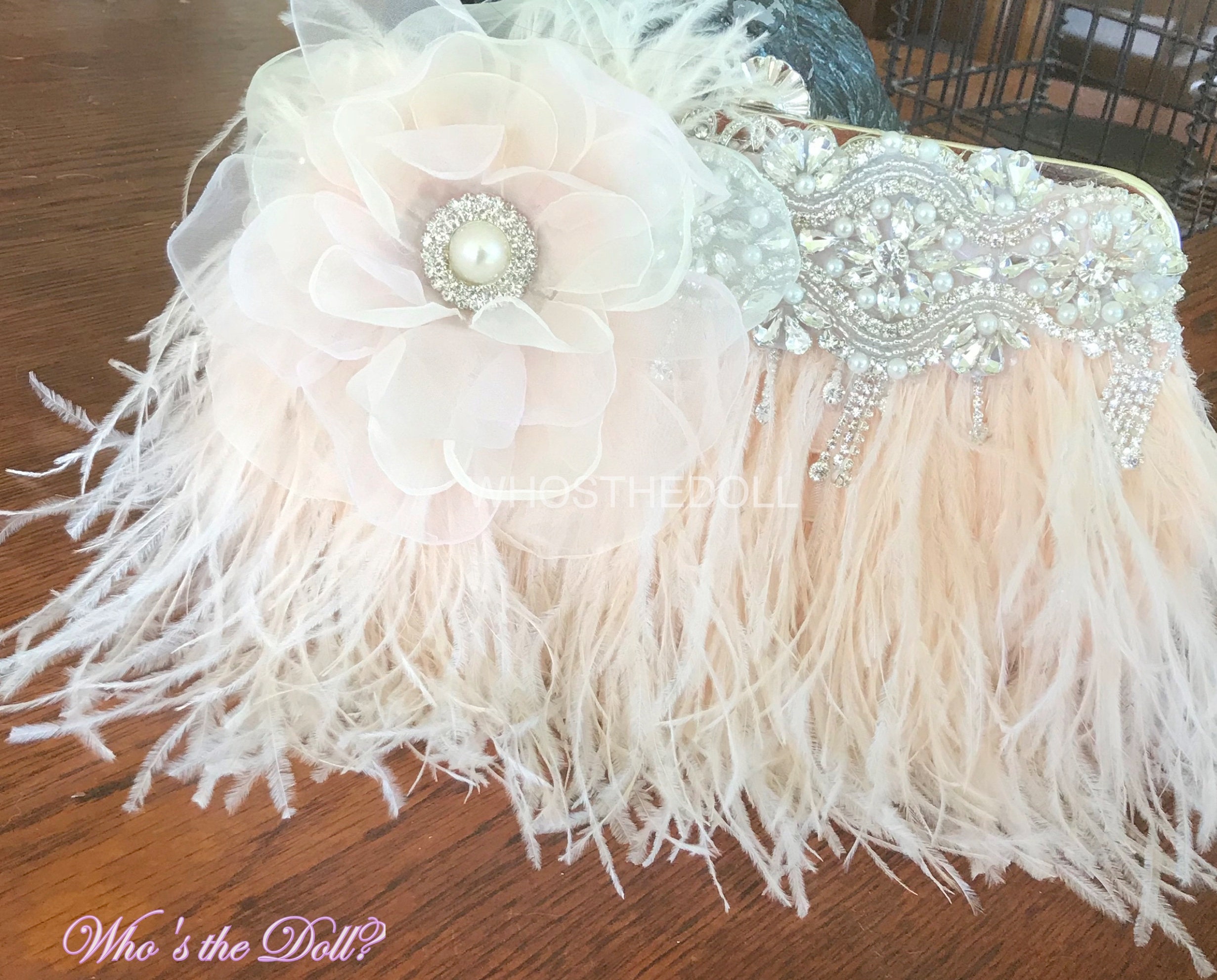 feather clutch purse