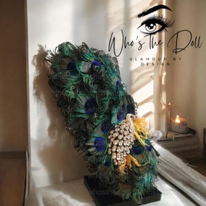 Bolso exótico Art Déco con plumas de pavo real y cristales, pluma, bolso Gatsby con pavo real, hecho a medida