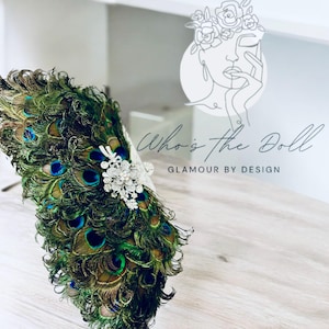 Exotic Art Deco Peacock feather handbag, Iridescent Crystal clutch, Flapper bag, Wedding purse Peacock, Evening bag