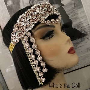 High End Great Gatsby Rose Gold chain headpiece, Wedding headpiece, Art Deco headband, 1920s Flapper headband, Amari, Made to order
