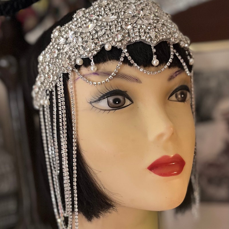 Diamante Rhinestone Vintage Style 1920's Flapper Headband - The Marchioness main image 1