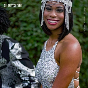 Art Deco Crystal Headpiece: 1920s Flapper Headband with Silver Chains