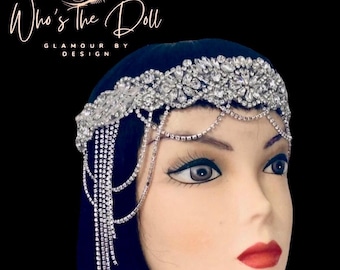 Gatsby rhinestone Headpiece: 1920s Flapper Chain Headband