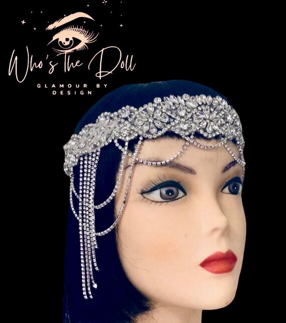 Gatsby Rhinestone Headpiece: 1920s Flapper Chain Headband - Etsy