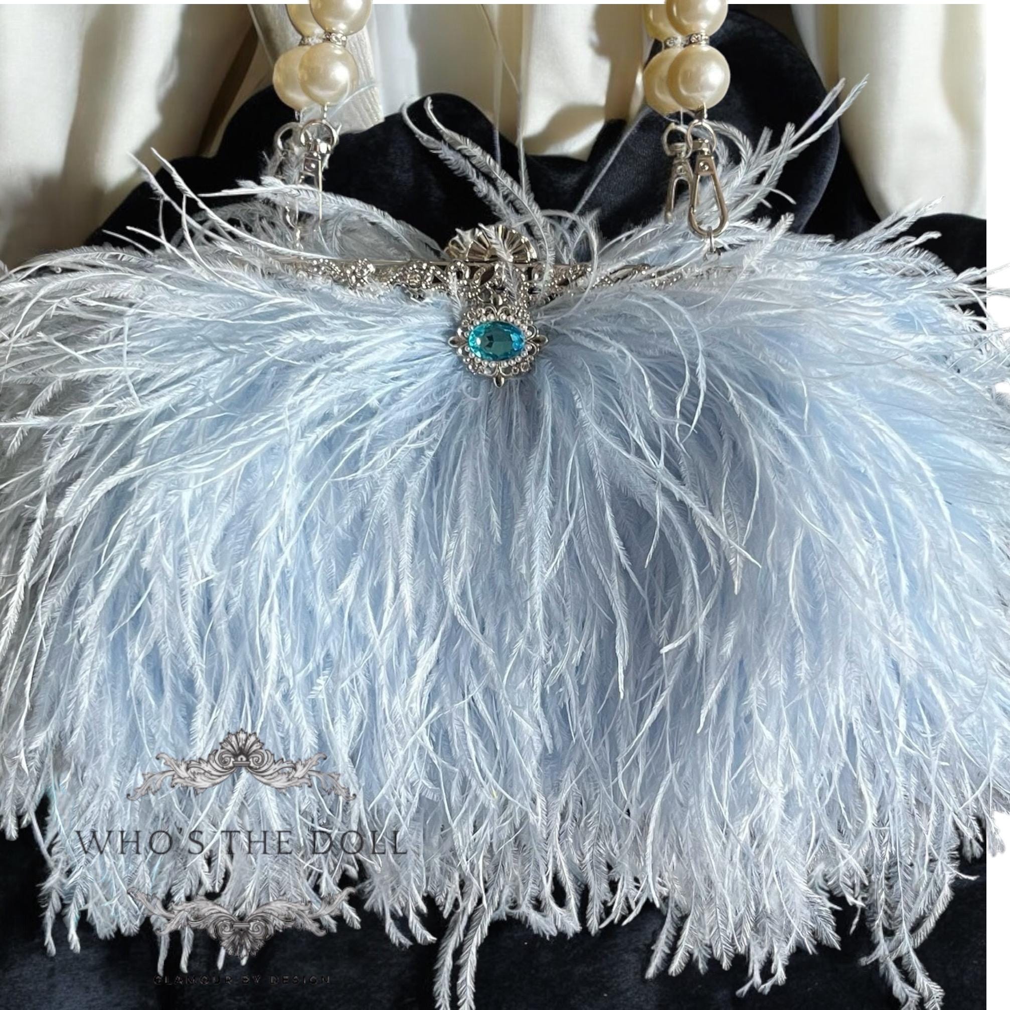 Light Blue Ostrich Feather Handbag: Art Deco Gatsby Clutch - Etsy Light Blue Ostrich Feather Handbag: Art Deco Gatsby Clutch - Etsy
