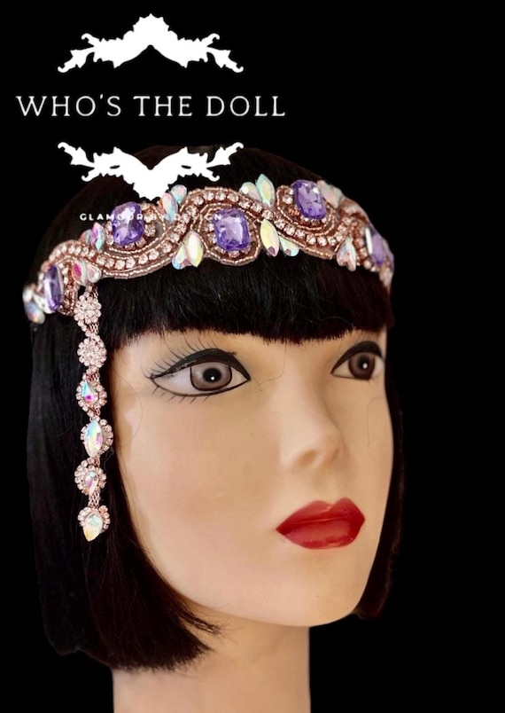 Gatsby Handcrafted Headpiece: Rose Gold Lavender Flapper  display picture 1