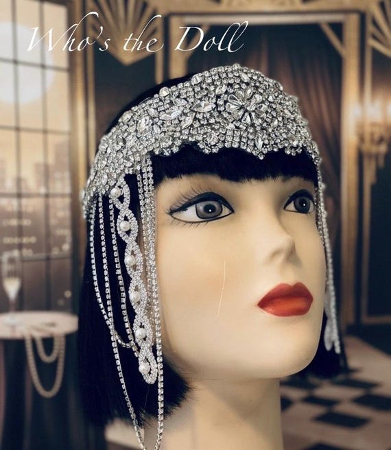 Rhinestone Crystal Headpiece, 1920s Flapper Style, Bridal  display picture 1