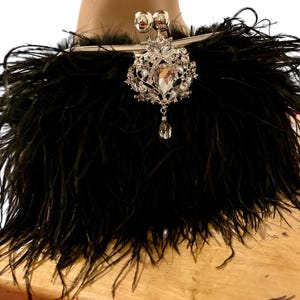 Ebony Exotic Black Ostrich feather handbag, Gatsby Clutch, Wedding purse, Flapper feather clutch, Made to order