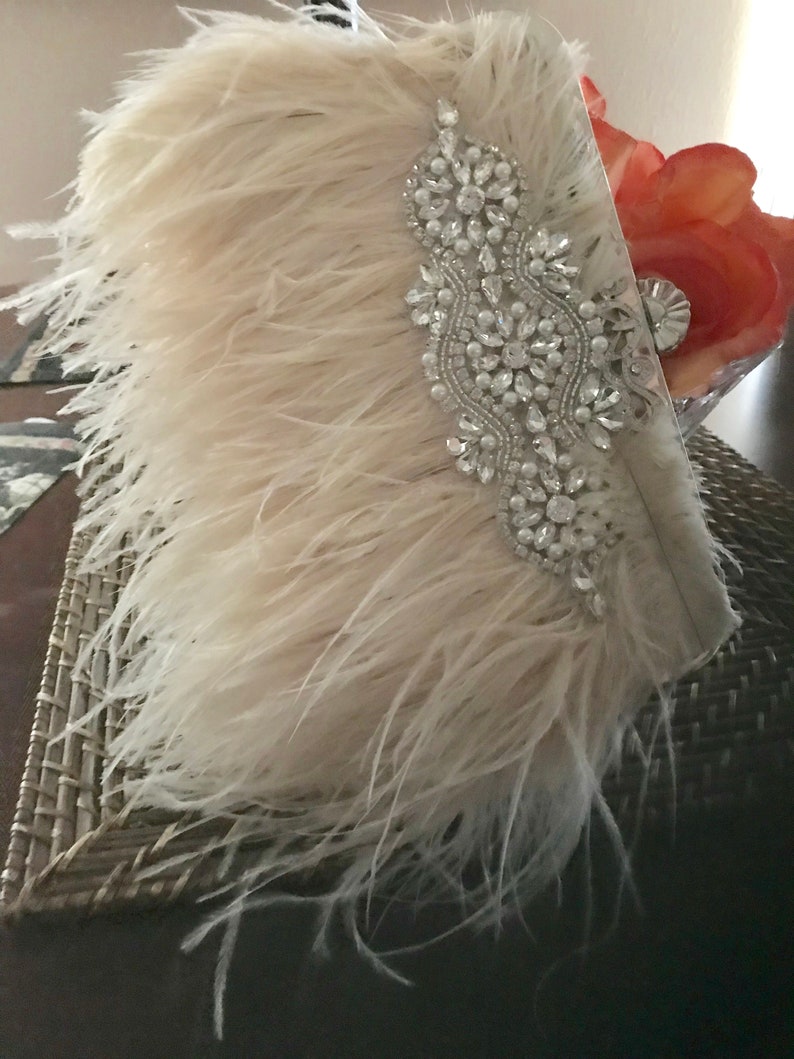 feather clutch purse