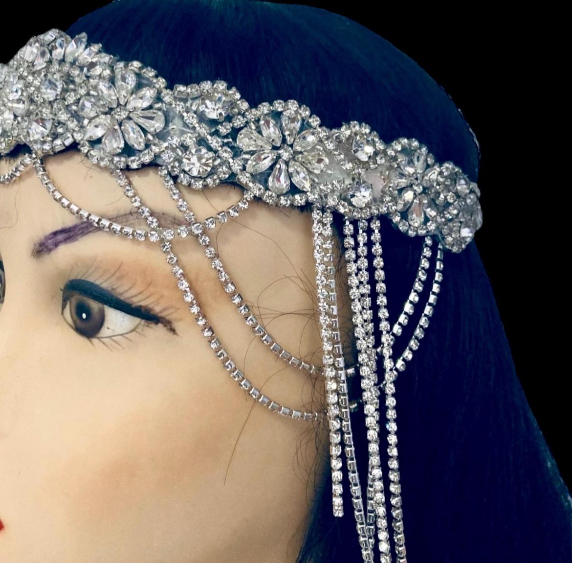 Gatsby Rhinestone Headpiece: 1920s Flapper Chain Headband - Etsy display picture 1