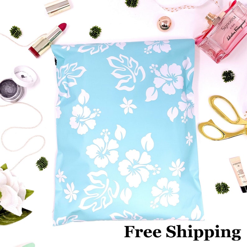 Boutique Designer Poly Mailer Bag Fast Shipping 1-1000 10x13 Hawaiian Blue