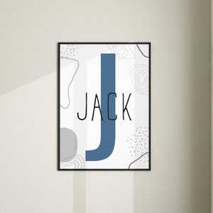 Custom Baby Name Initial Print, Nursery Name Printable, Baby Decor, Printable Digital Download, Bedroom Decor For Baby Boy or Girl