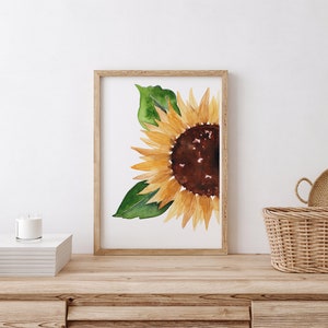 Sunflower Watercolour Yellow Print Summer Floral Artwork Print A5 A4 A3 A2